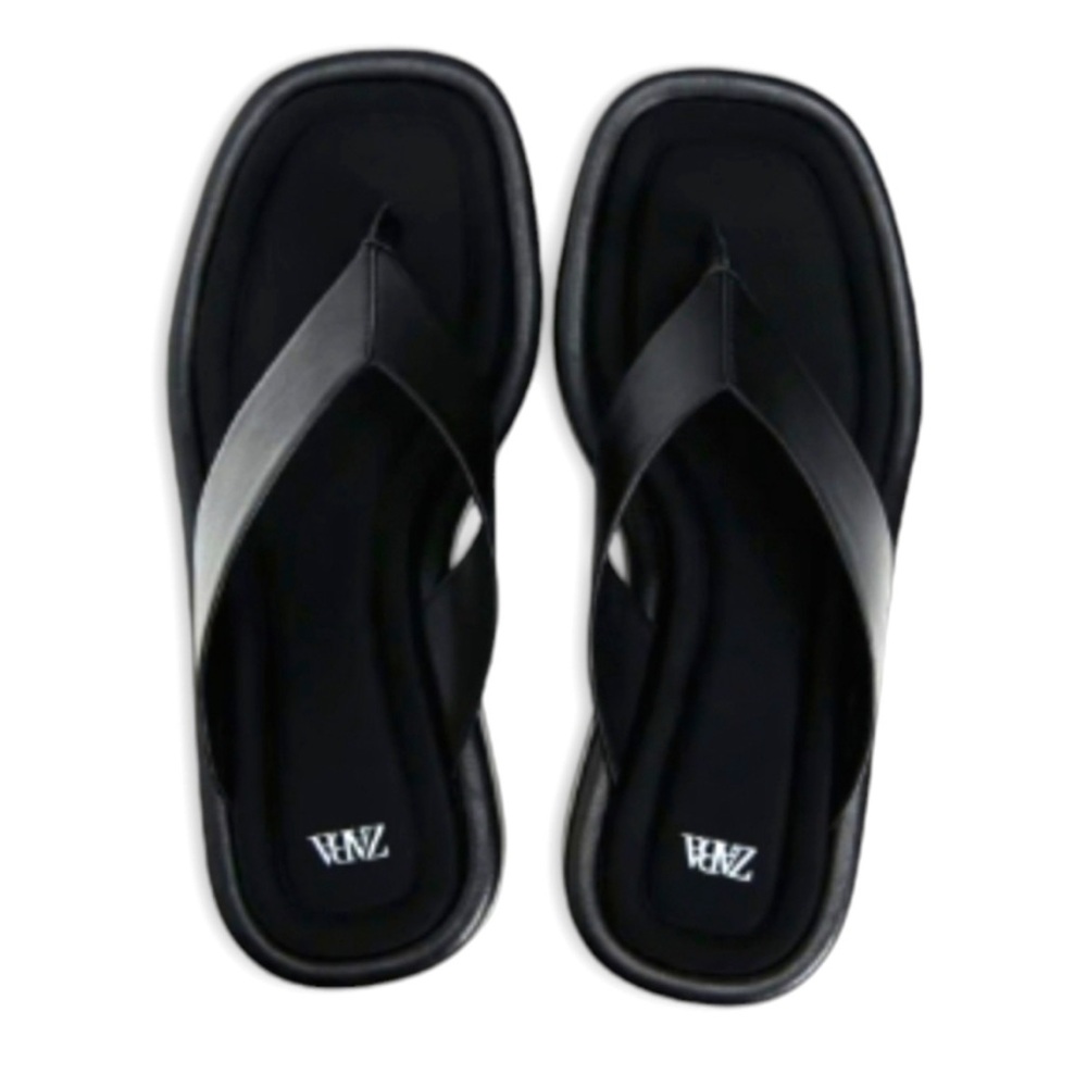 ZARA Black Platform Leather Sandals – Size 37 (US 6.5/7)